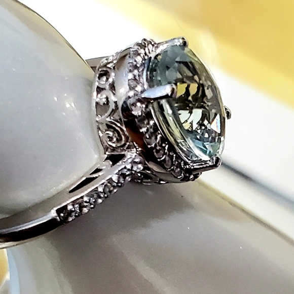 925 SS PRASIOLITE + DIAMOND RING - Picture 8 of 8